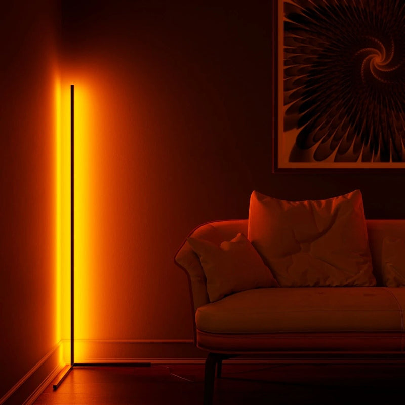 Lámpara de pie RGB de esquina LED nórdica para dormitorio, sala de estar, luces de ambiente, decoración colorida para el hogar, iluminación interior, lámparas de pie