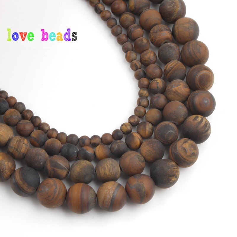 Natural Round Stone Bead 15inches Dull Polish Matte Yellow Tiger Eye Beads for Jewelry Making Diy Bracelet 4/6/8/10mm