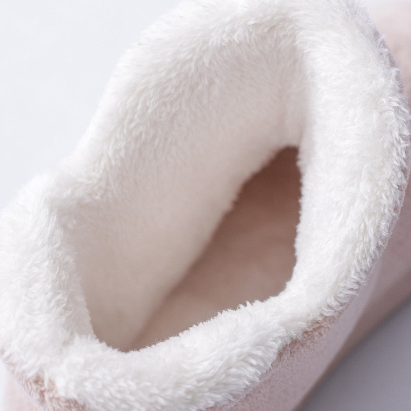 Women Winter Slippers Warm Plush Slip-on Couples Home Floor Shoes Anti-slip Comfortable Flats Female Warm Faux Fur Slippers