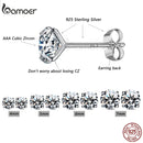 bamoer HOT SALE Basic Wedding Stud Earrings Solid Silver 925 Clear Cubic Zirconia Women Statement Earrings BSE166