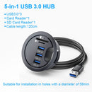 USB HUB USB3.0 Mount In Desk Multi USB 2.0 Ports With SD/TF Headphone/Mircophone Type C Port Usb Hub With Power Adapter 5V 2A