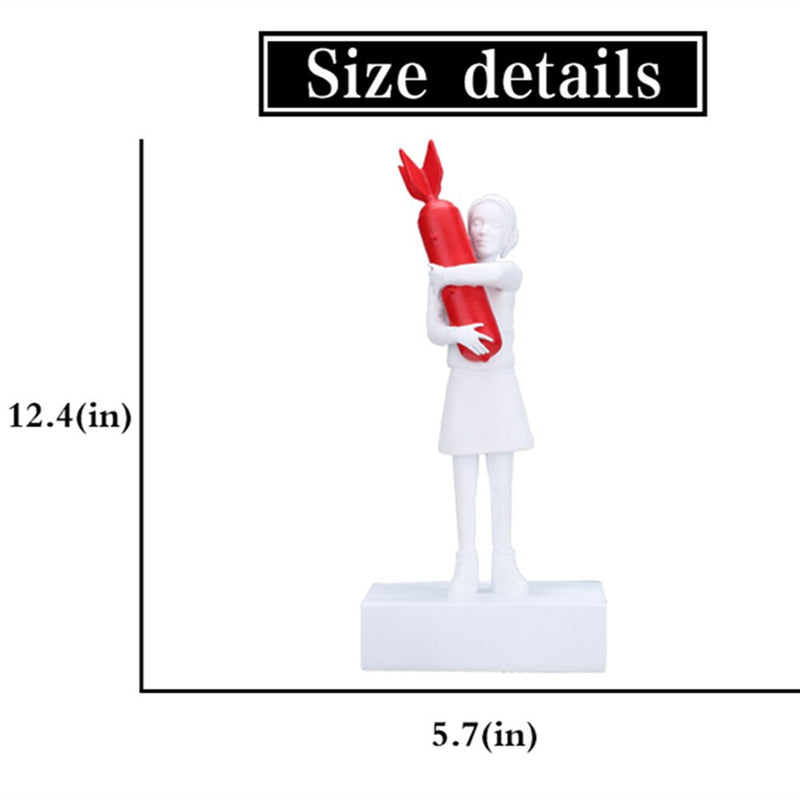 Bomb Hugger Banksy Sculpture Bomb Girl Street Art Resin Statue Creative Home Decor Modern Figurines  Simple Packing