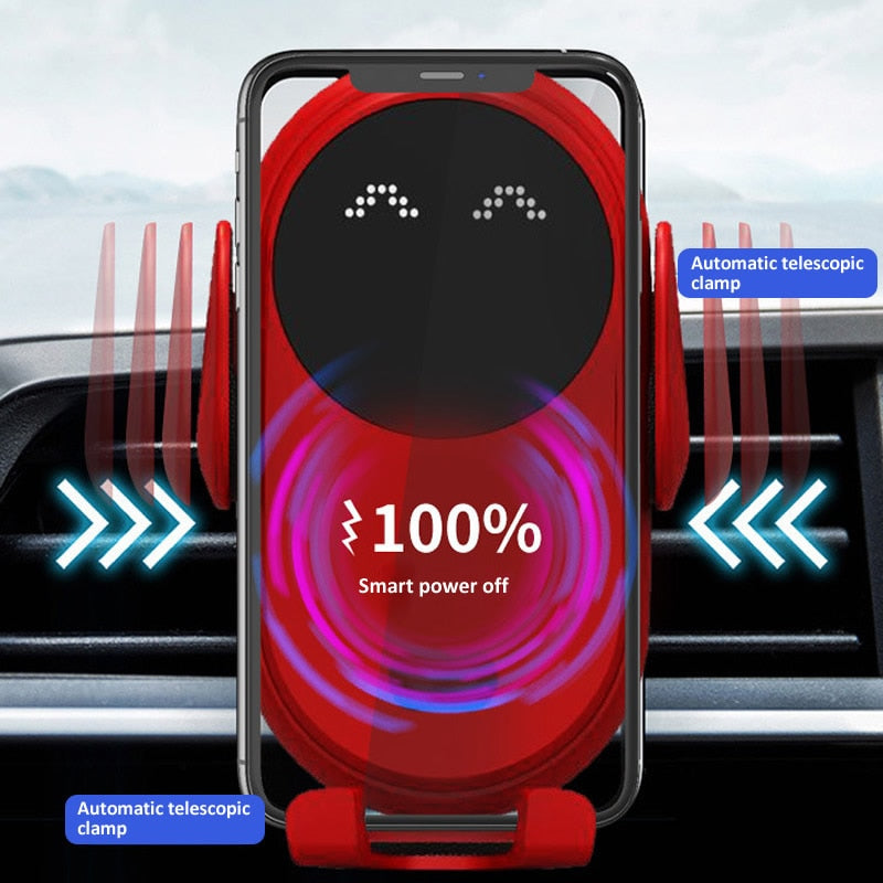 HKXA Wireless Charger Car Phone Holder Qi Induction Smart Sensor Fast Charging Stand Mount for Samsung S10 Note 10 iPhone 11 10W