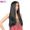 Peluca recta larga de 26 ", pelucas de encaje sintético para mujeres negras, resistente al calor, naturaleza, negro, parte media, cabello Expo City