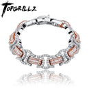 TOPGRILLZ New 13mm Byzantine Bracelet High Quality Iced Out Micro Pave Cubic Zirconia Hip Hop Personalised Jewelry For Gift