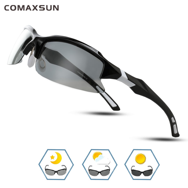COMAXSUN Professionelle polarisierte Fahrradbrille Fahrradbrille Fahren Angeln Outdoor Sport Sonnenbrille UV 400 Tr90