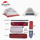 Naturehike Cloud Up Outdoor Campingzelt Ultraleicht 1 2 3 Mann 20D Silica Gel Single Double Persons Zelt Wandern mit gratis Matte