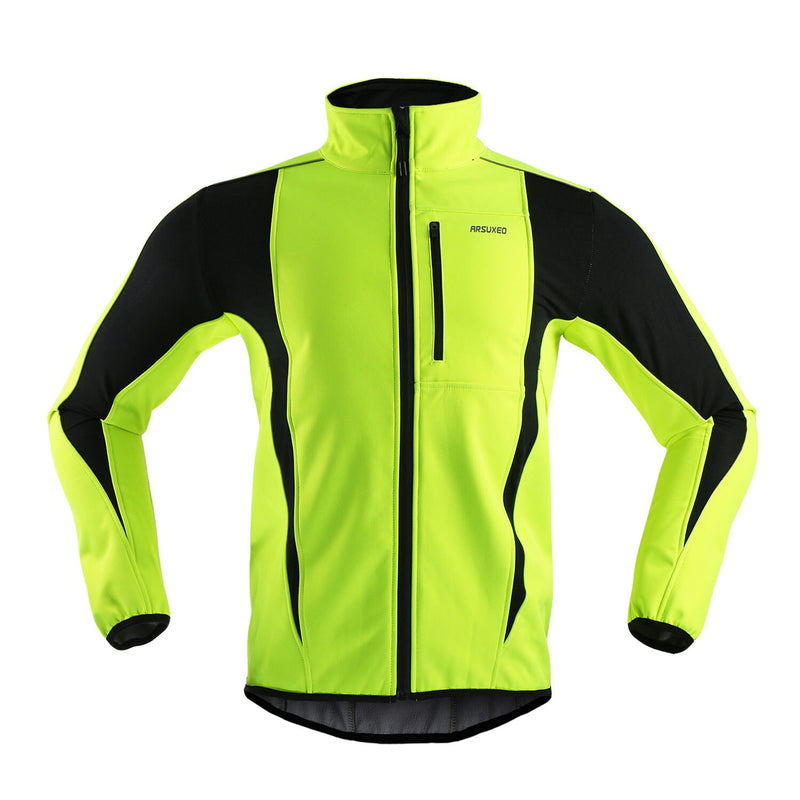 Arsuxeo Reflektierende Winter Herren Fahrradjacke Windjacke Wasserdicht Thermo Fleece Mantel MTB Outdoor Sport Fahrradjacke Kleidung