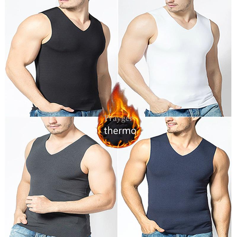 Men Winter Thermal Underwear Tops Body Sleeveless Vest Invisible Thermo Warmer Large Waist 4XL
