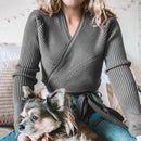 Autumn Winter Knitted Sweater Women V-neck Slim Pullovers Sweater Ladies Wrap Sweaters Female Casual Sweater Jumper