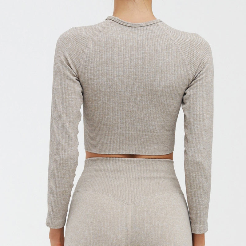 Workout Tops For Women Fitness Sport Yoga Top Knitted Yoga Shirt Seamless Top Long Sleeve Running Sport Shirt Women Sportswear