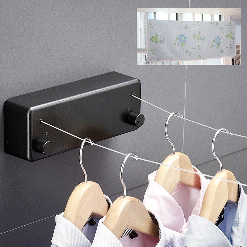 Bathroom Shelves Stainless Steel Gold Clothesline Nice Quality Single Line Hotel style Clothes Drying Line For Bathroom HJ-1256