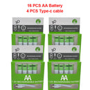 New Original AA 1.5V 2600 mWh USB rechargeable li-ion battery for remote control mouse small fan Electric toy battery + Cable