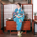 Onesize Female Japanese Kimono Bathrobe Gown V-neck Satin Evening Party Prom Gown Vintage Cosplay Costume Full Sleeve Gown