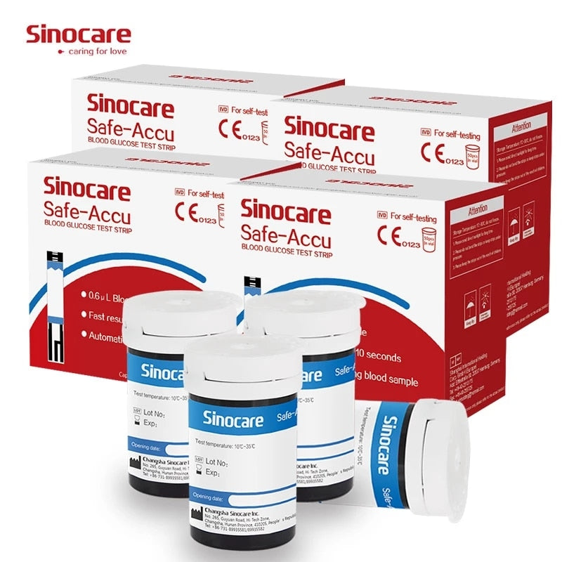 (50/100/200/400) Sinocare Safe Accu Blood Glucose Test Strips (With Lancets)