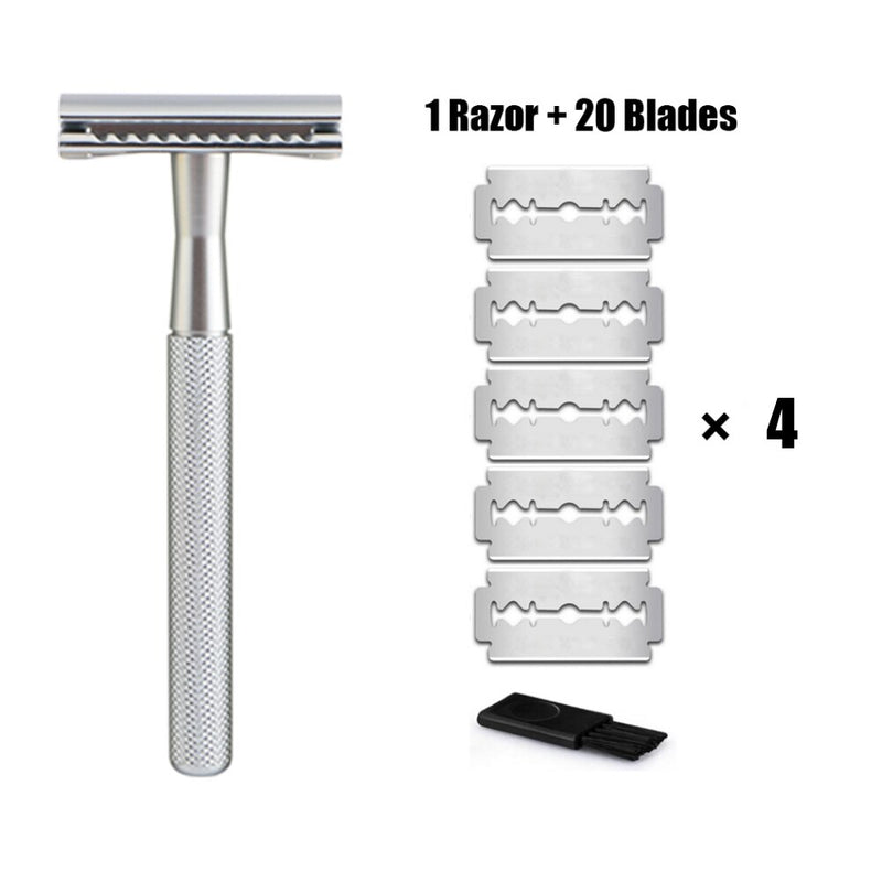 HAWARD Double Edge Safety Razor For Men&Women Classic Manual Metal Shaving Razor With 20 Shaving Blades Reusable&Plastic Free