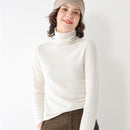 SuyaDream Woman Solid Wool Sweaters 100%Wool Turtleneck Plain Pullovers 2021 Fall Winter Bottoming Shirts Knitwear