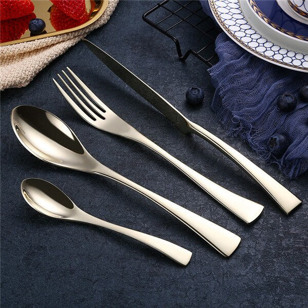 forks knives spoons Black Cutlery Set Stainless Steel Dinnerware Tableware Silverware Set Dinner Knife Fork Western Food Set