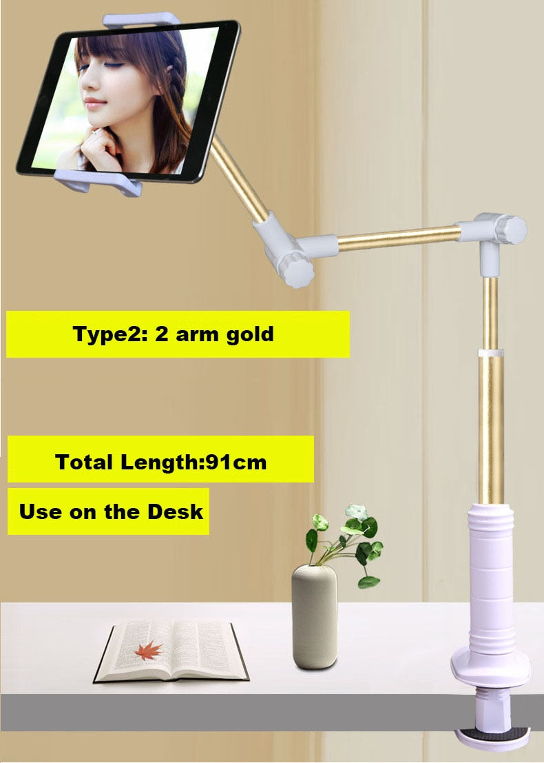 Folding Long Arm Tablet Phone Stand Holder For Ipad Pro 12.9 11 10.5 Samsung Kindle 4-14 Inch Lazy Bed Tablet Mount Bracket