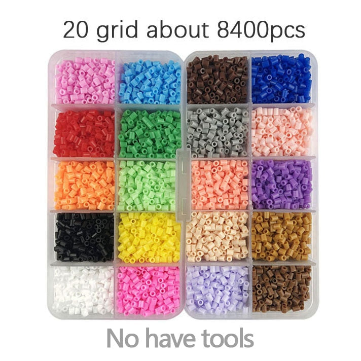 Mini Hama Beads de 2,6mm, kits de 80 colores, herramienta de cuentas perler PUPUKOU y plantilla, juguete educativo, rompecabezas de cuentas 3D para niños