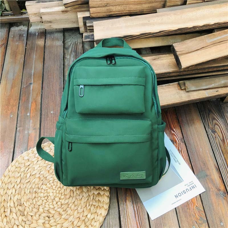 Große Kapazität Wasserdicht Nylon Frauen Rucksack Weibliche Multi Tasche Reine Farbe Reiserucksack Schultasche für Mädchen im Teenageralter Neu