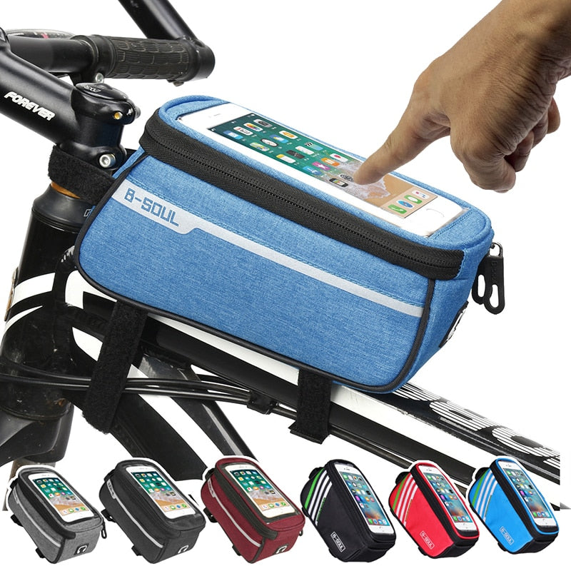 Waterproof Bicycle Pack Nylon Bike Cyling Cell Mobile Phone Bag Case 5.5&#39;&#39; 6&#39;&#39; Bicycle Panniers Frame Front Tube Bag Accessories