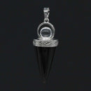 KFT Natural Healing Crystal Quartz Cone Shape Amethysts Stone with Round Beads Pendulum Stone Pendant Amulet Jewelry