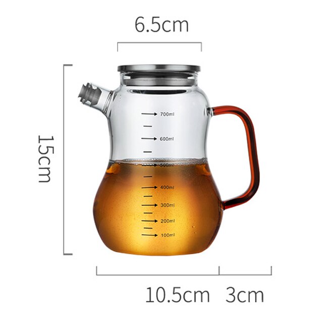 Transparent Glass Oil Bottle with Handle Scale Heat-resistant High Borosilicate Kitchen Supplies Soy Sauce Vinegar Container