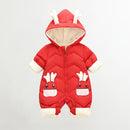 OLEKID 2022 Baby Winter Snowsuit Plus Velvet Thick Baby Boys Jumpsuit 0-2 Years Newborn Romper Baby Girls Overalls Toddler Coat