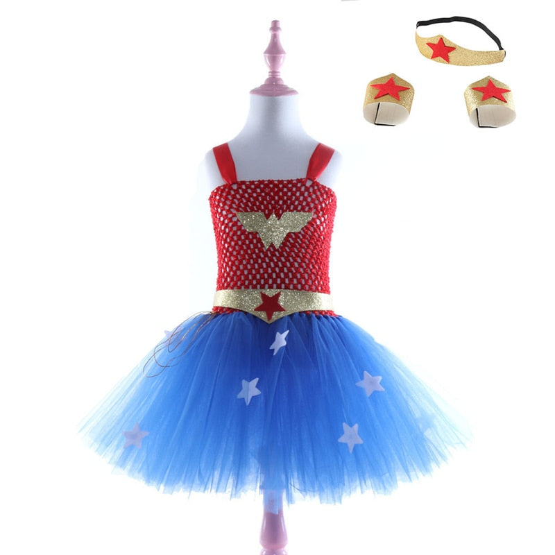 Wonder Girl Costume Dress Superhero Costume Children Halloween Costume for Kids