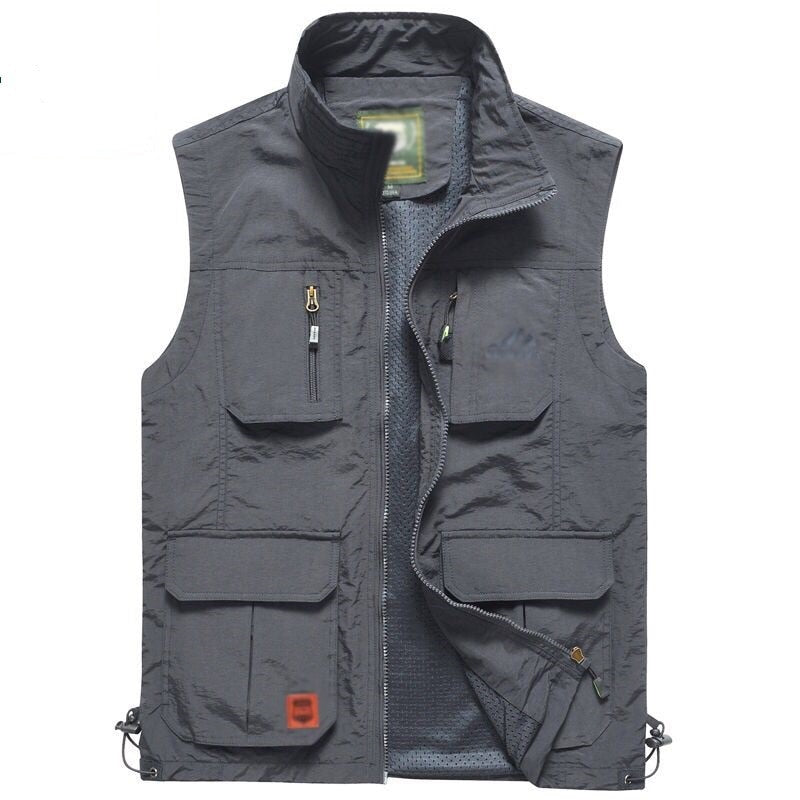 Quick dry Multi-Pockets Classic Waistcoat Male Sleeveless Unloading Solid Coat Work Vest Photographer Tactical Masculino Jackets