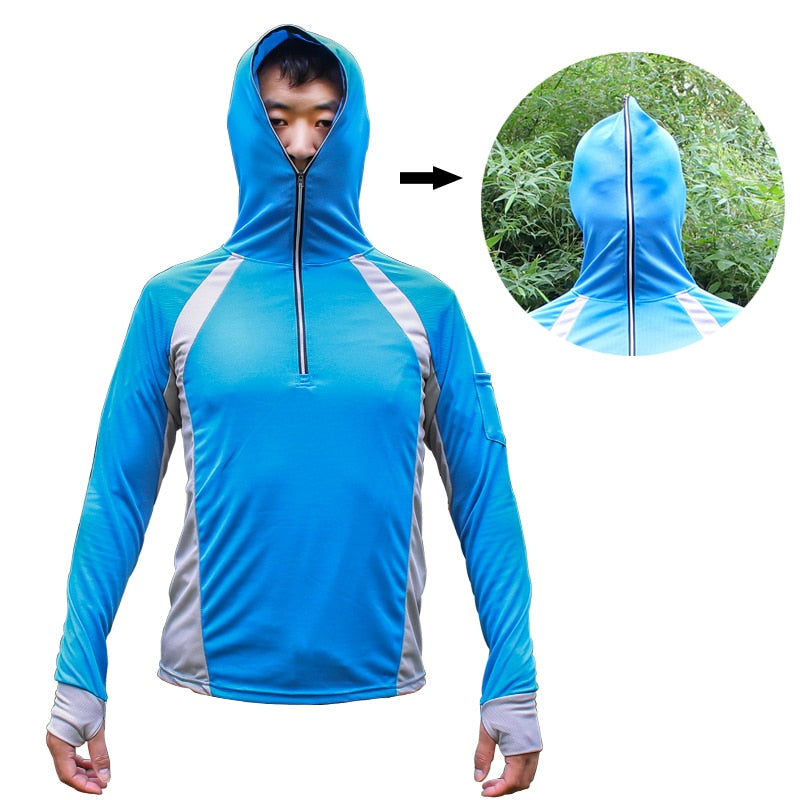 Camisa de pesca para hombre, ropa Anti UV, Sudadera con capucha de protección solar, suéter de pesca transpirable de secado rápido, ropa para senderismo, camisa de escalada