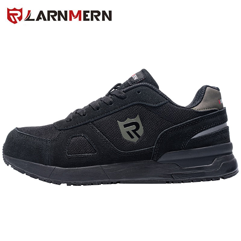 LARNMERN, zapatos de seguridad para el trabajo para hombres, zapatillas de construcción con punta de acero, transpirables, ligeros, antigolpes, antiestáticos, antideslizantes