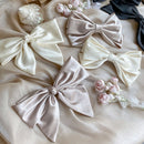 2021New Satin Oversized Bow Hairpin Barrette Hair Clip Ponytail For Women Girl Elegant Headwear Hairpins Hair White Acessories