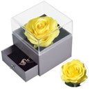 Girls Gift Natural Preserved Rose Jewelry Box /w Love Necklace Eteternal Flowers Jewelry Storage Case Birthday Gifts for Women