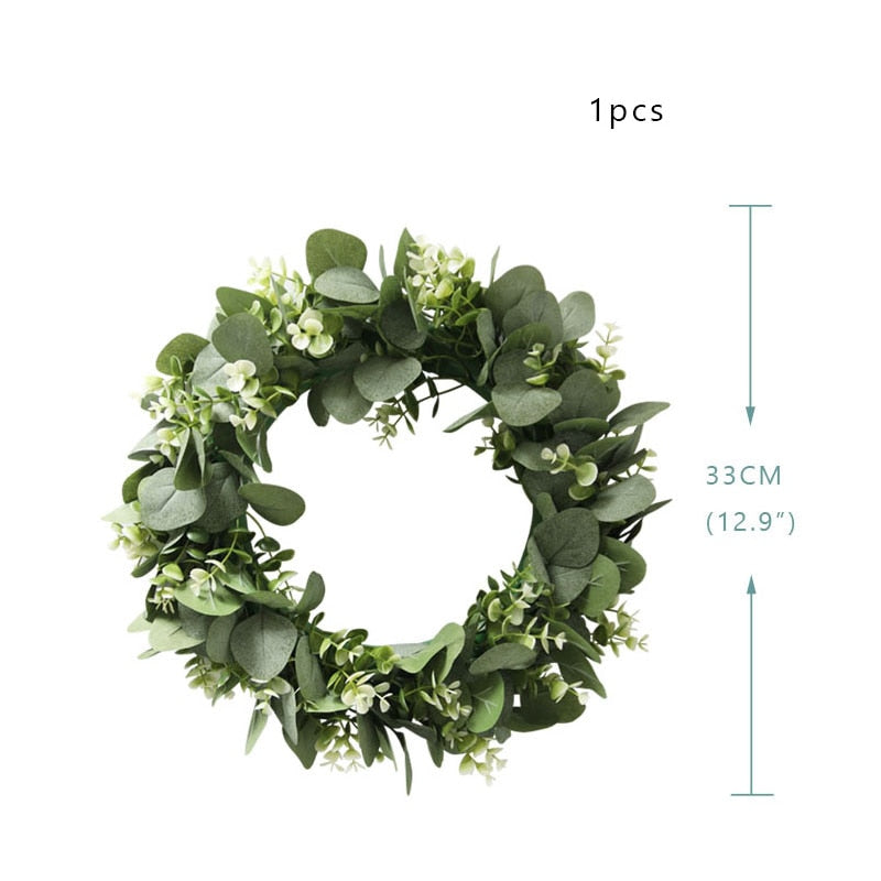 CYUAN Eucalyptus Wreath Flowers Gifts Diy Christmas Creative Artificial Garland Hanging Pendants Wedding Decoration Home Party