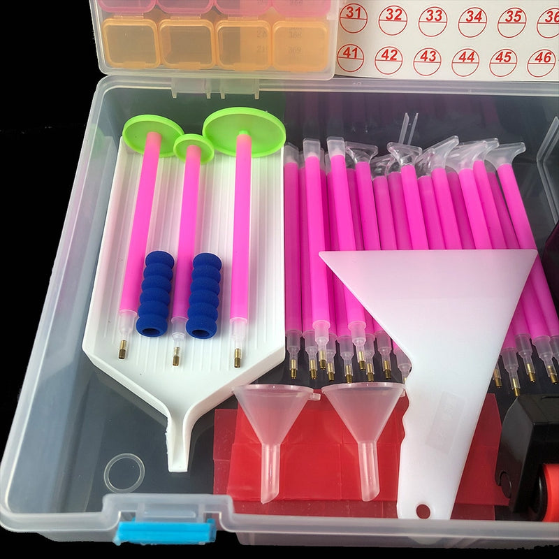 126/127/128pcs Diamond Painting Tools sets 5D Diamond Painting Accessories Kits Storage Box Roller Point Sticker Drill Pen Set