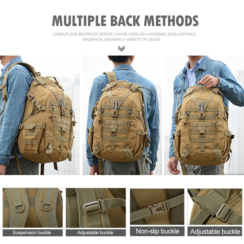 40L Camping Hiking Backpack Men Military Tactical Bag Outdoor Travel Bags Army Molle Climbing Rucksack Hiking Sac De Sport Bag