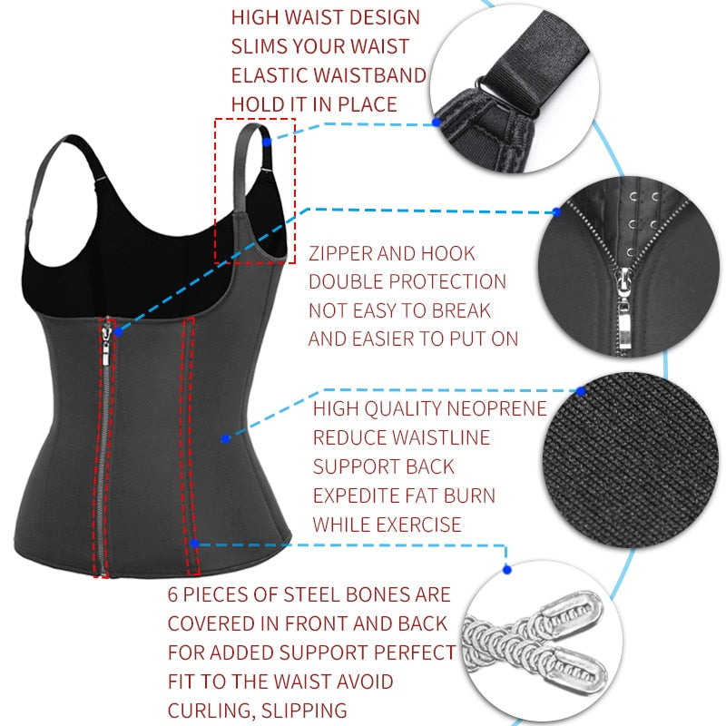 Formas del cuerpo Sauna de neopreno Chaleco para el sudor Entrenador de cintura Adelgazante Trimmer Fitness Corsé Entrenamiento Termo Modelado Correa Fajas