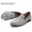 men's casual shoes 2019 Luxury men shoes chequered leather Handmade luxurious flats men's fashion  loafers