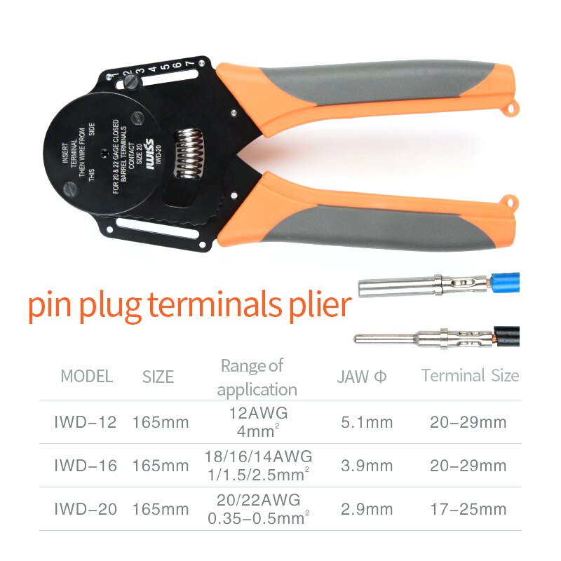 IWD-16 Geeignet für Deutsch-Steckverbinder-Crimpzangen, die Auto-Terminal-Drehmaschinen für männliche und weibliche Pins 16