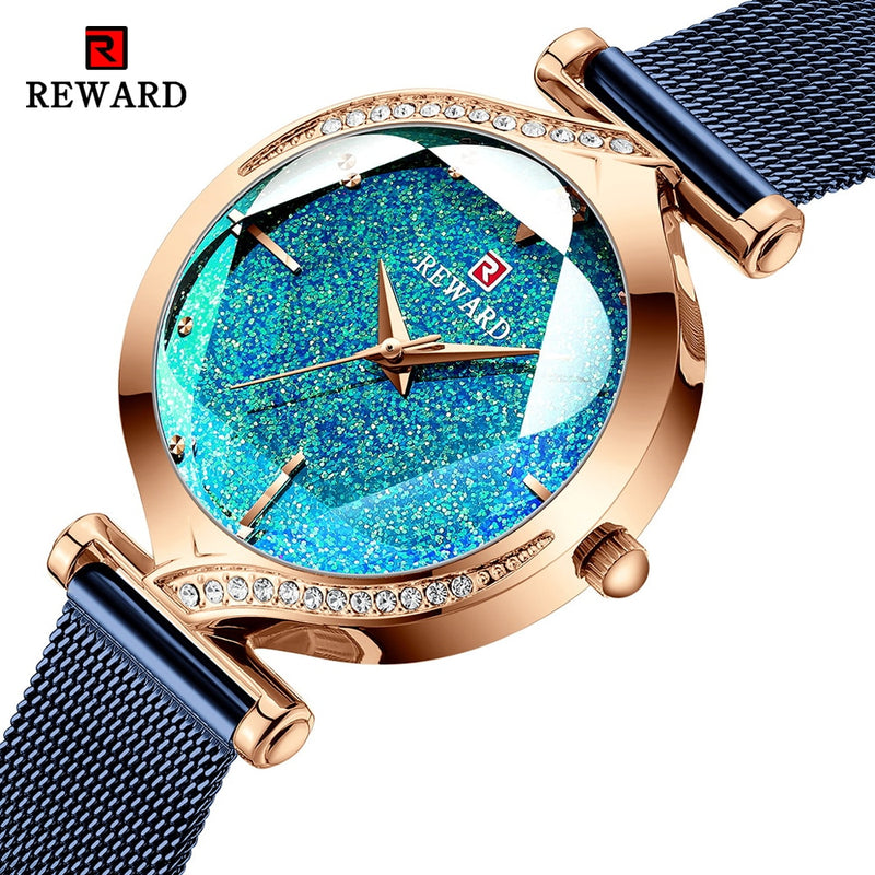 RECOMPENSA Nuevos relojes de moda para mujer Reloj de cuarzo de marca de lujo para mujer Reloj de pulsera impermeable de acero inoxidable para mujer