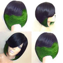 Short Bobo Wig for Black Women Girl Synthetic Wigs Black and Green Red Wig For Cosplay Party Daily Use Heat Resistant Fiber
