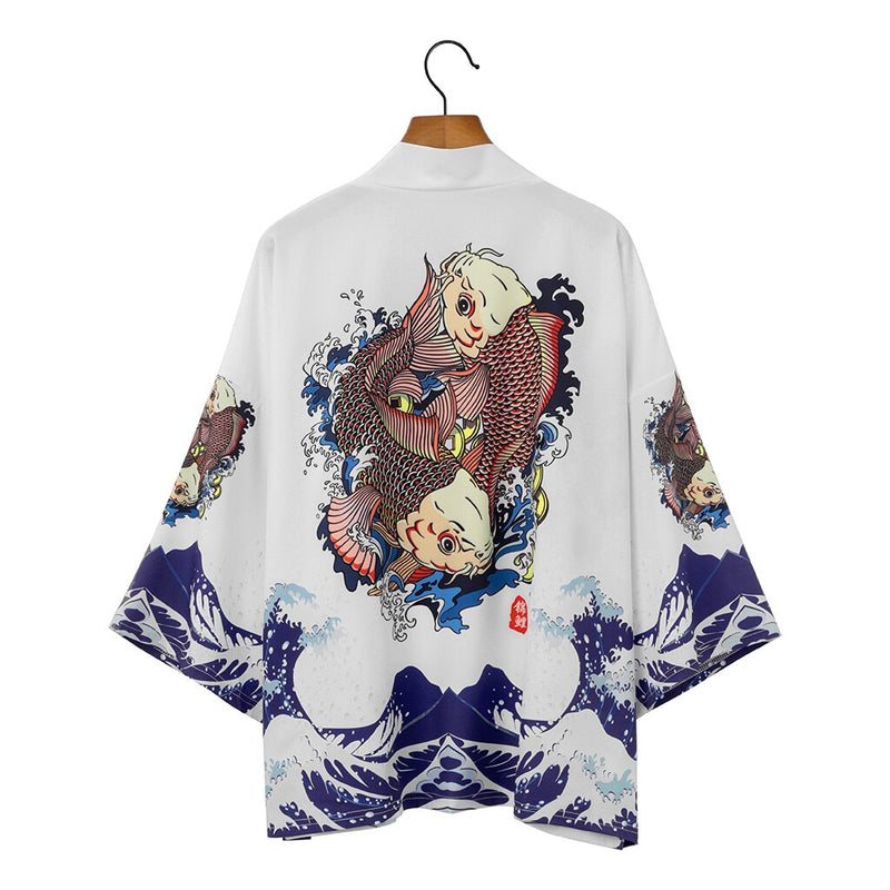 Kimono japonés cárdigan hombres novedad de verano Haori Samurai Kimonos Karate Streetwear camisa Kimono japonés hombres Haori Yukata