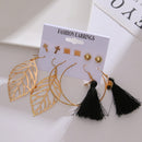 2020 Vintage Women Drop Earrings Set Bohemia Acrylic Tassel Pearl Alloy Long Pendant Earrings Geometric Jewelry Party Gift