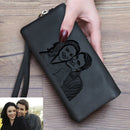 Cartera con foto personalizada para mujer, cartera larga de piel sintética de gran capacidad con doble cremallera, regalo para el Día de la madre