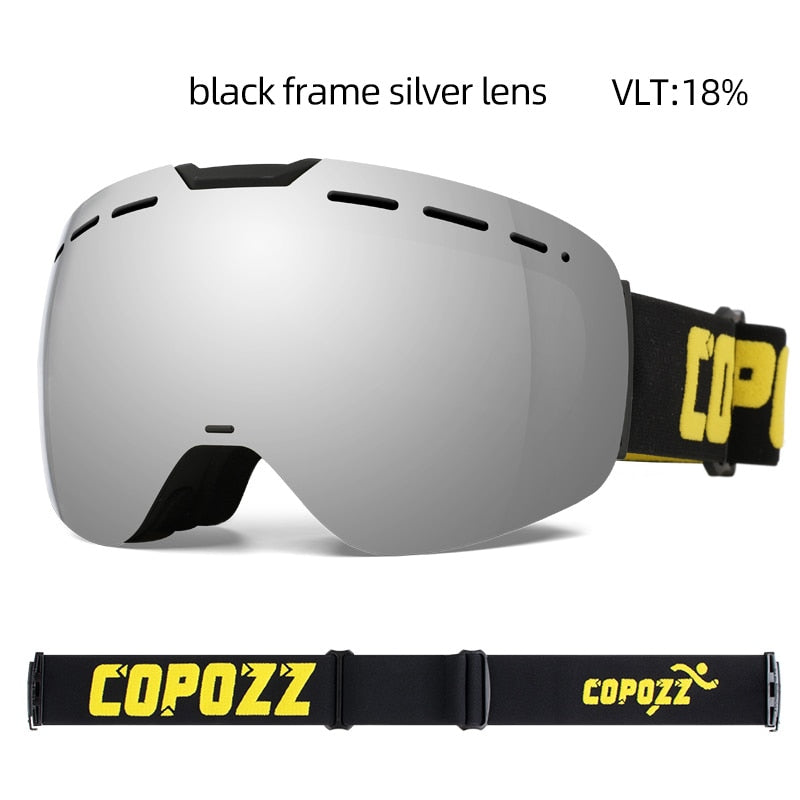 COPOZZ Frameless Ski Goggles with Magnetic Lens Skateboard Skiing Anti-fog UV400 Snowboard Goggles Men Women Ski Glasses Eyewear