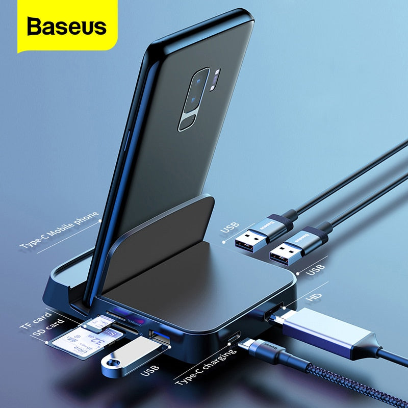 Baseus USB Type C HUB Docking Station For Samsung S20 S10 Dex Pad USB-C to HDMI-compatible USB 3.0 HUB SD TF Card PD Adapter