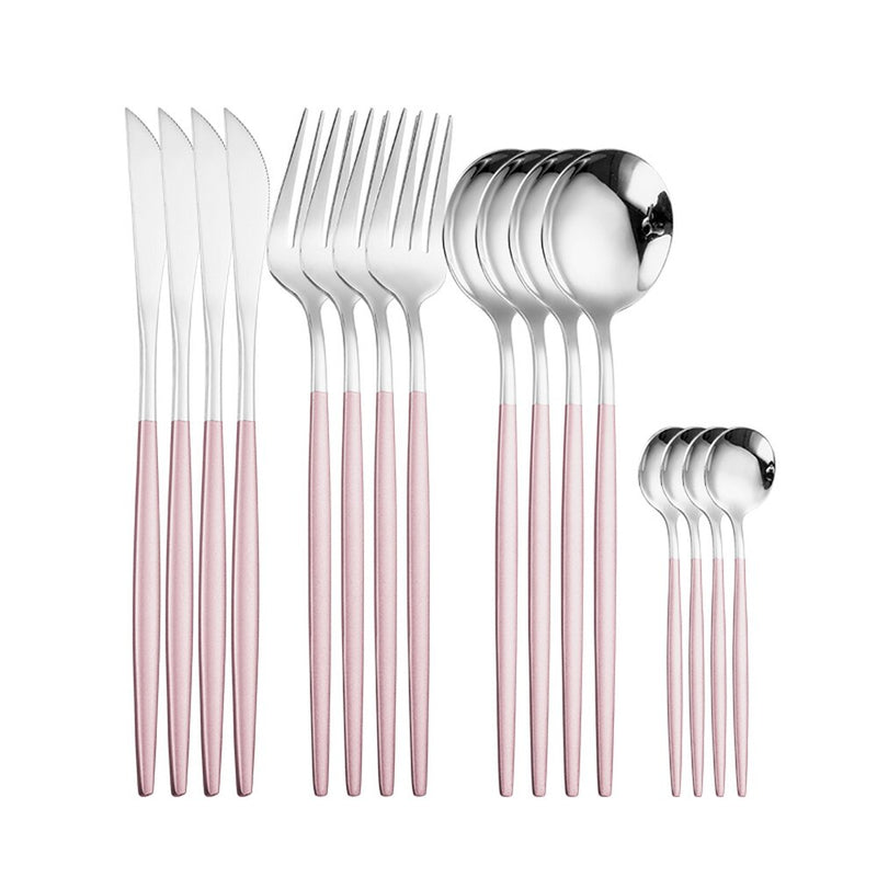 Cutlery Set Rose Gold Dinnerware Set 18/10 Stainless Steel Knife Fork Spoon  Kitchen Tableware Set Flatware Wholesale Cutlery