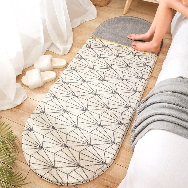 Modern Geometry Soft Long Carpet For Bedroom Bedside Non slip Tatami Floor Mat Cashmere Home Living Room Area Rugs Carpets